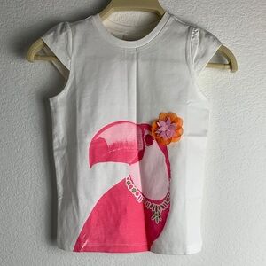 Gymboree Pink Flamingo Tee with Orange Flower 100% Cotton